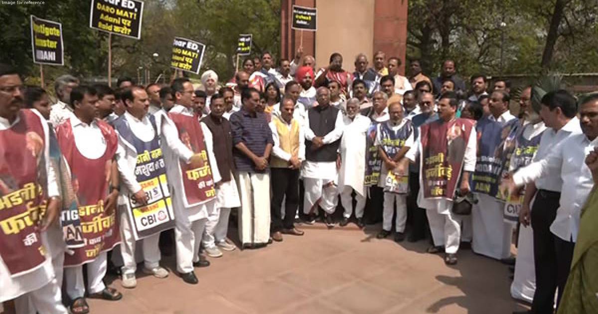 Opposition MPs hold protest march demanding JPC over Adani issue